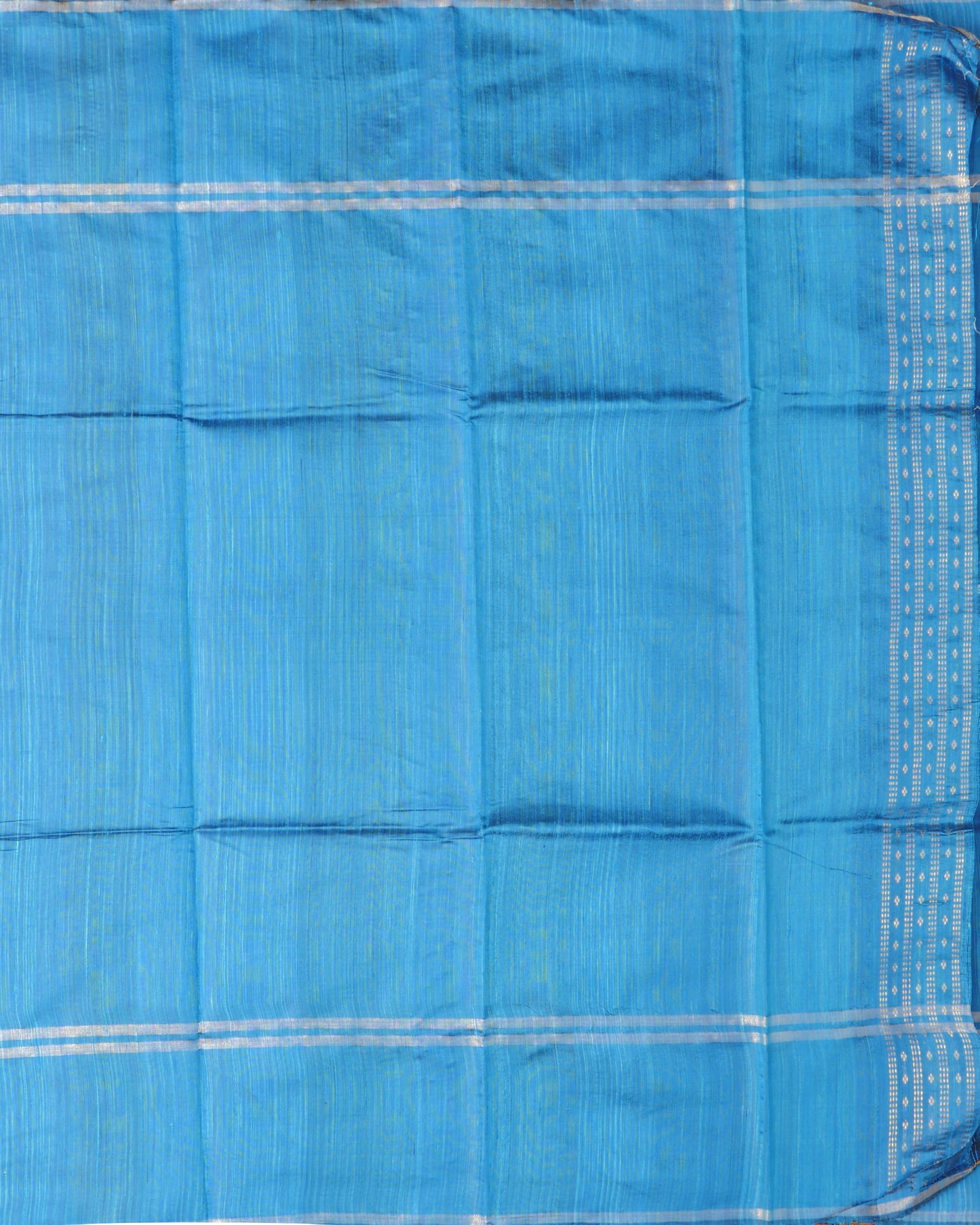 Pure Royal Blue Dupion Raw Silk and Contrast Ramar Blue Pallu with Big Butta Border