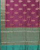 Pure Purple Banarasi Chiniya Silk and Contrast Ramar Green Pallu with Small Zari Border thumbnail