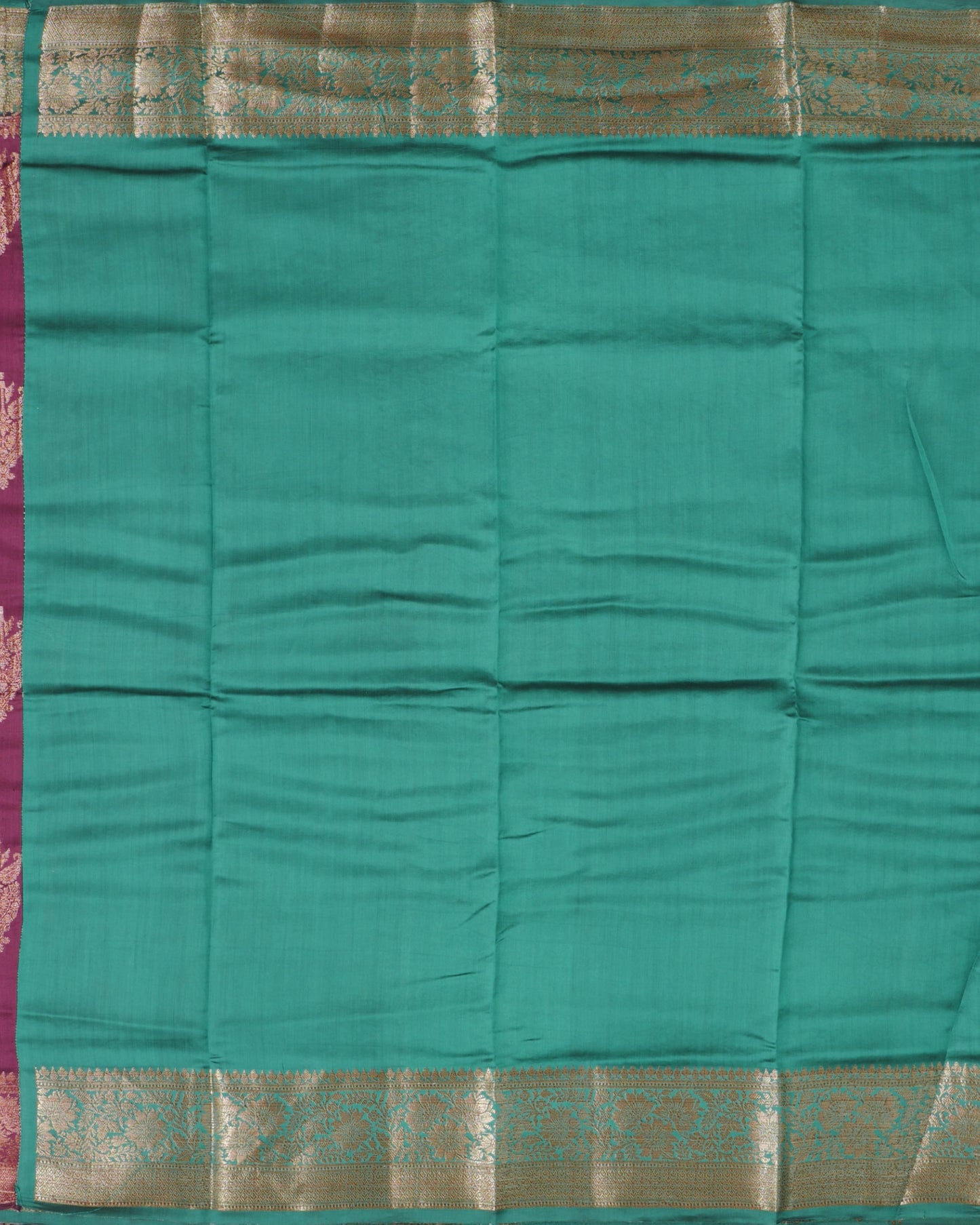 Pure Banarasi Saree Chiniya Silk and Contrast Ramar Green Pallu with Small Zari Border - Purple