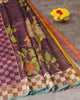 Pure Soft Tussar Floral Print and Self Pallu with Zari Butta Border thumbnail