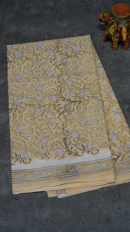 Mul Mul Cotton Saree Floral Print