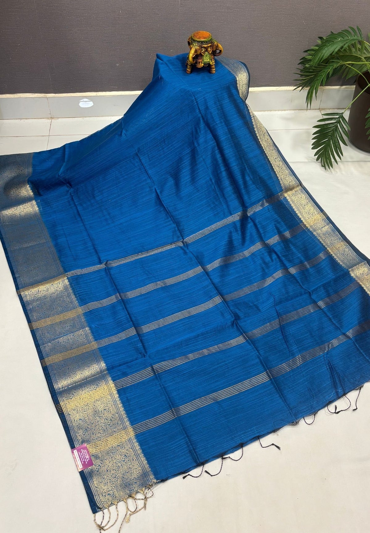 Handloom Silk Cotton Saree-Sulphate Blue In Manga Brocade Zari Border