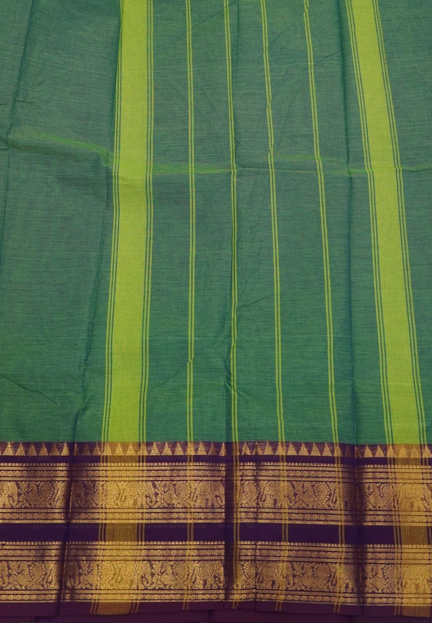 Chettinadu Cotton Saree-Light Green with Elephant Big Border