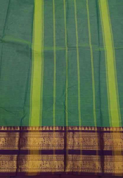 Chettinadu Cotton Saree-Light Green with Elephant Big Border