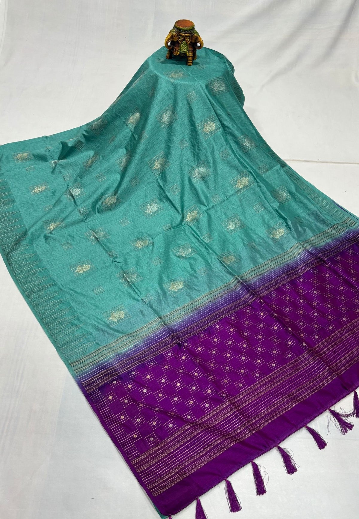 Chanderi Saree-Sea Green with Zari Lines