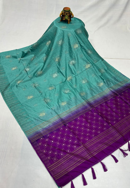 Chanderi Saree-Sea Green with Zari Lines