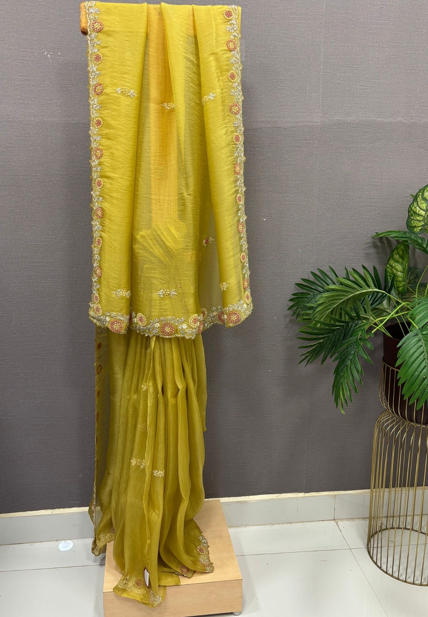 Designer Saree-Lime Green
