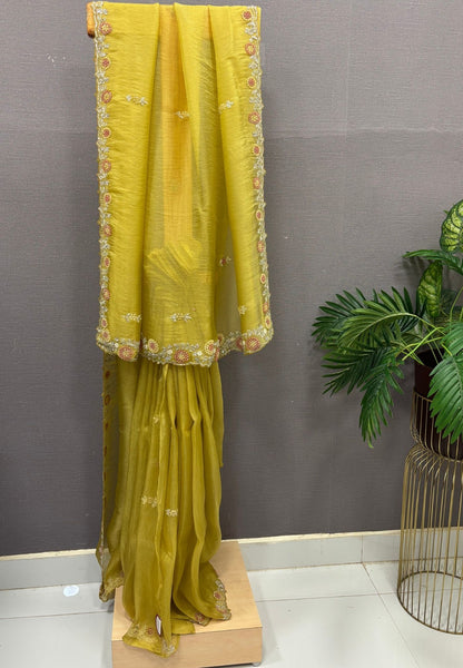 Designer Saree-Lime Green
