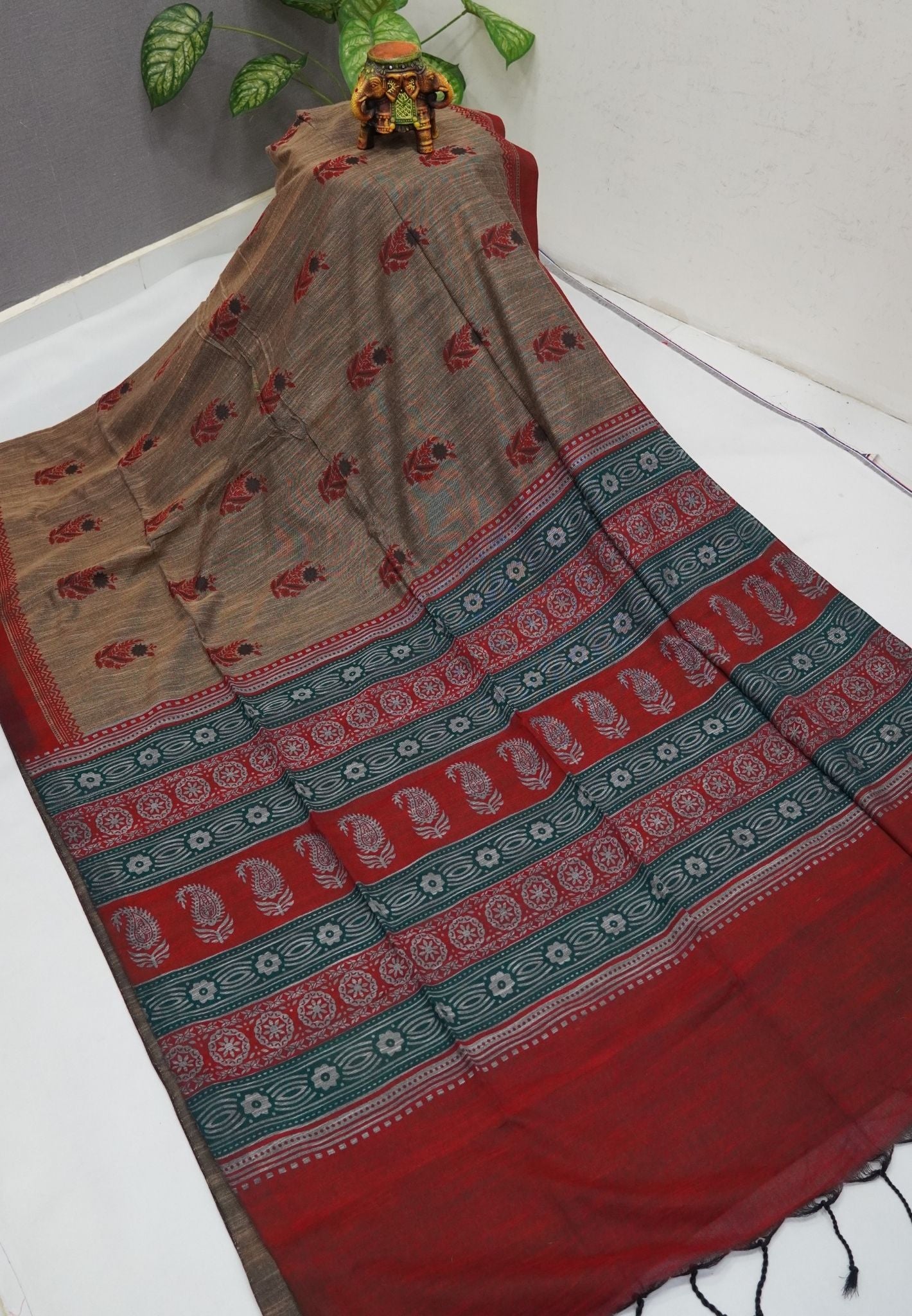 Sambalpuri Cotton Saree-Beige