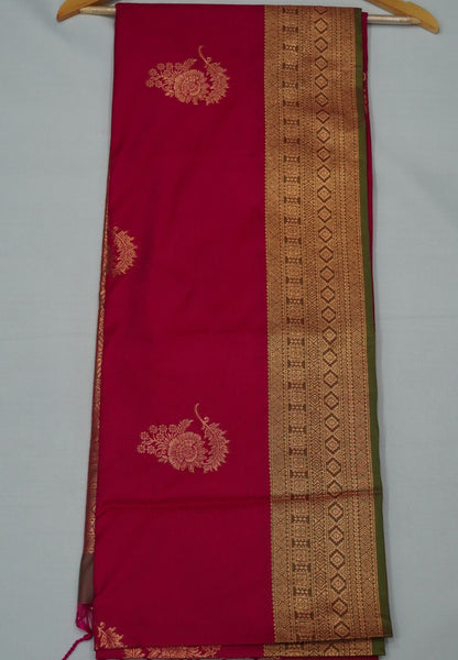 Semi Silk Saree-Rani Pink