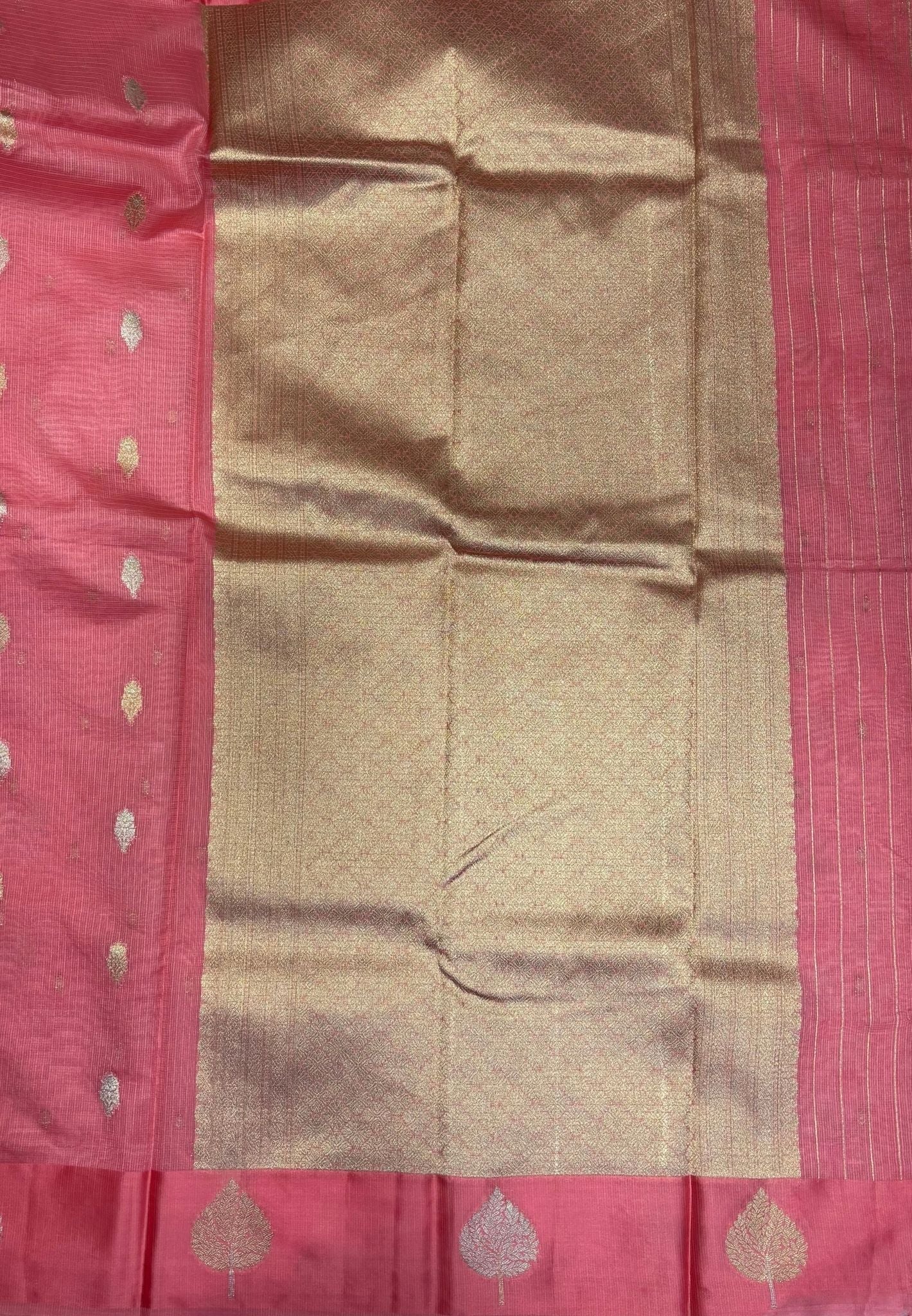 Art Silk Kota Saree-Peach Pink In Geometric Zari Brocade Border