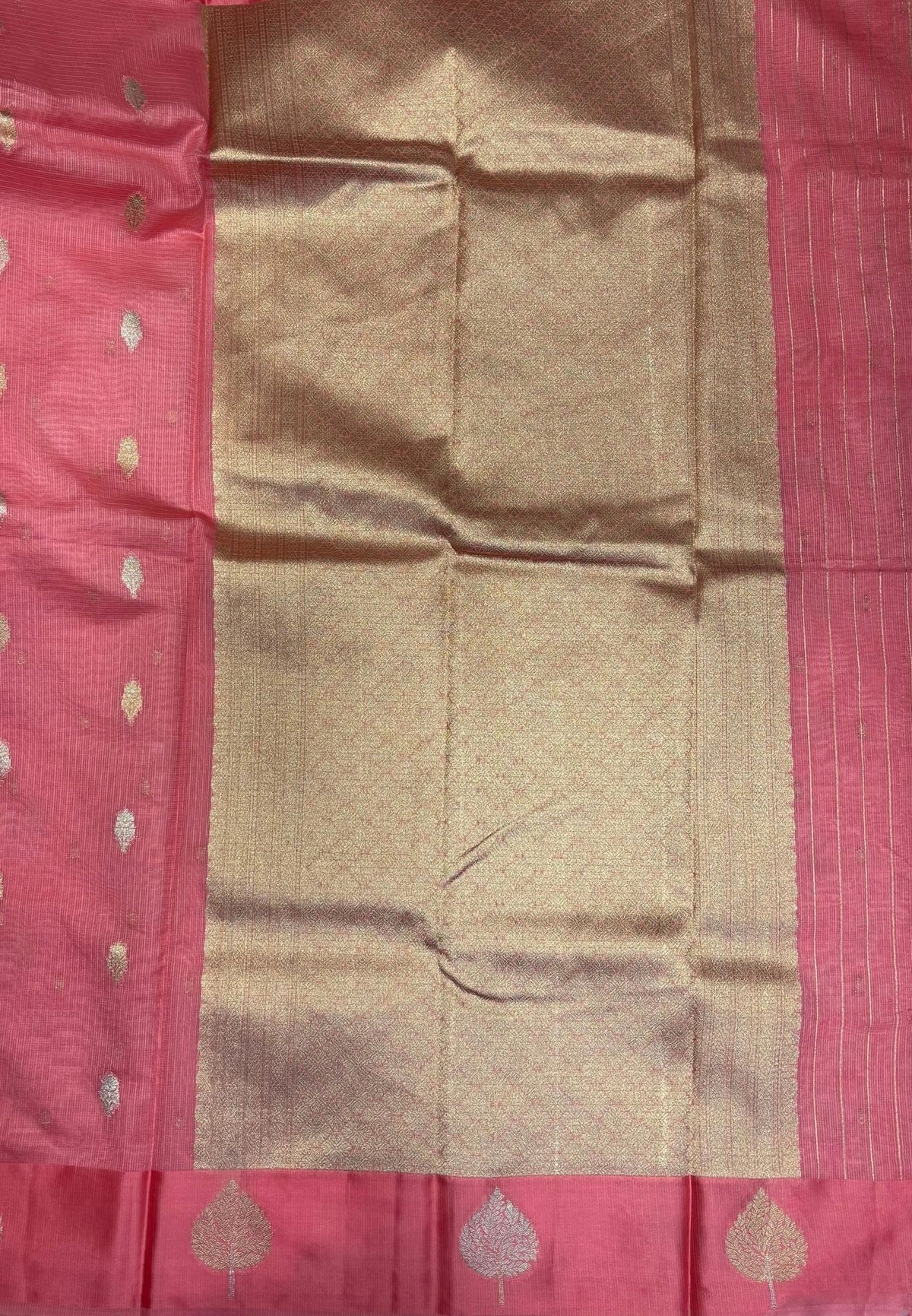 Art Silk Kota Saree-Peach Pink In Geometric Zari Brocade Border