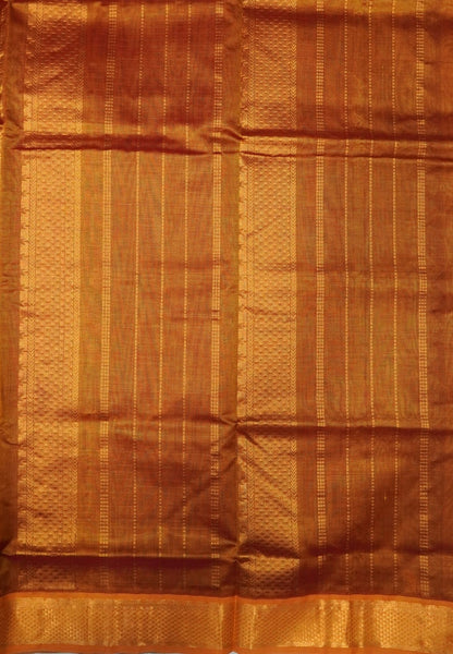 Pure Silk Cotton Saree-Manthulir Green in Mini Checks with Contrast Border