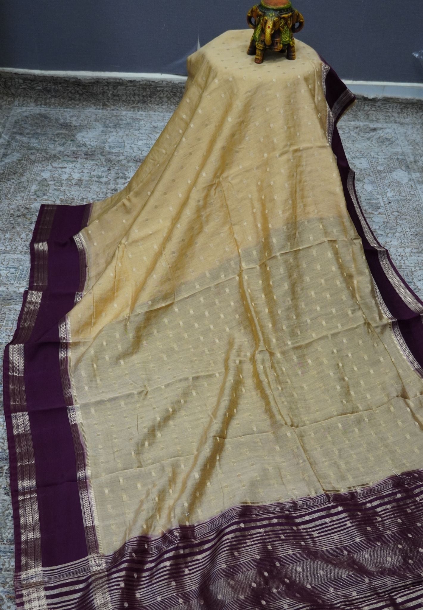 Viscose Saree – Sandal with Rich Contrast Border