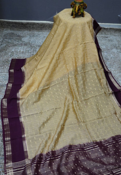 Viscose Saree – Sandal with Rich Contrast Border