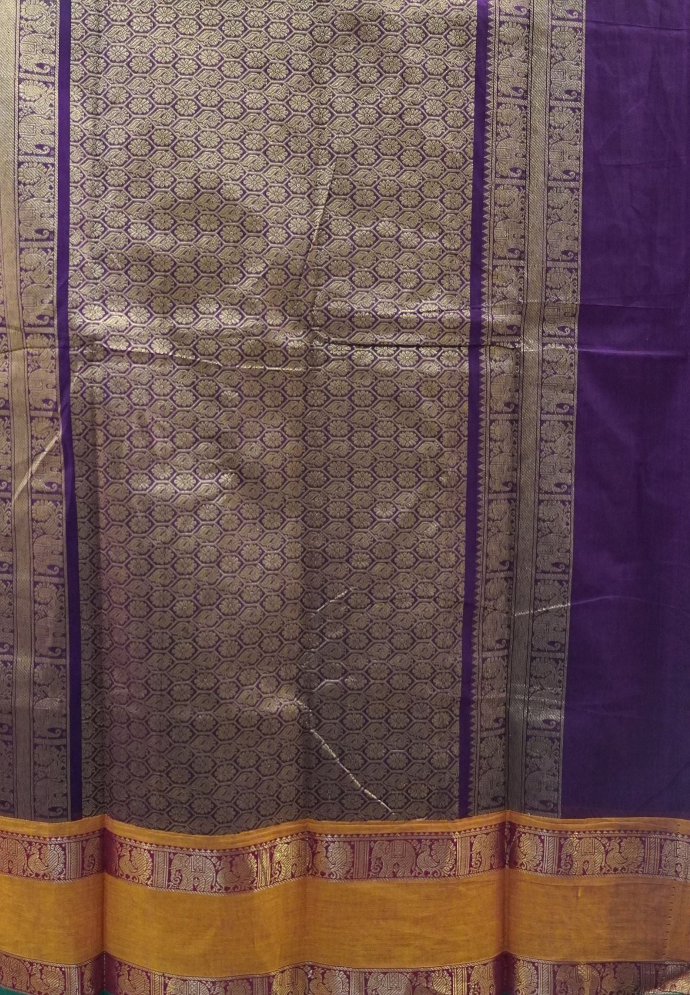 Chettinad Cotton Saree-Wine in Mayil Chakram Zari Checks with Retapett Border
