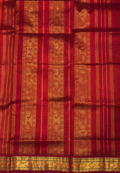 Pure Silk Cotton Saree-Golden Sunrise in Rangkat Pattern