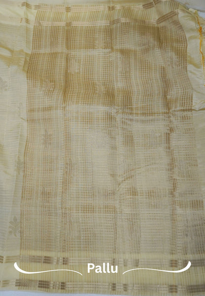 Semi Tussar Saree-Off White in RainDrop Zari with Retapet Border