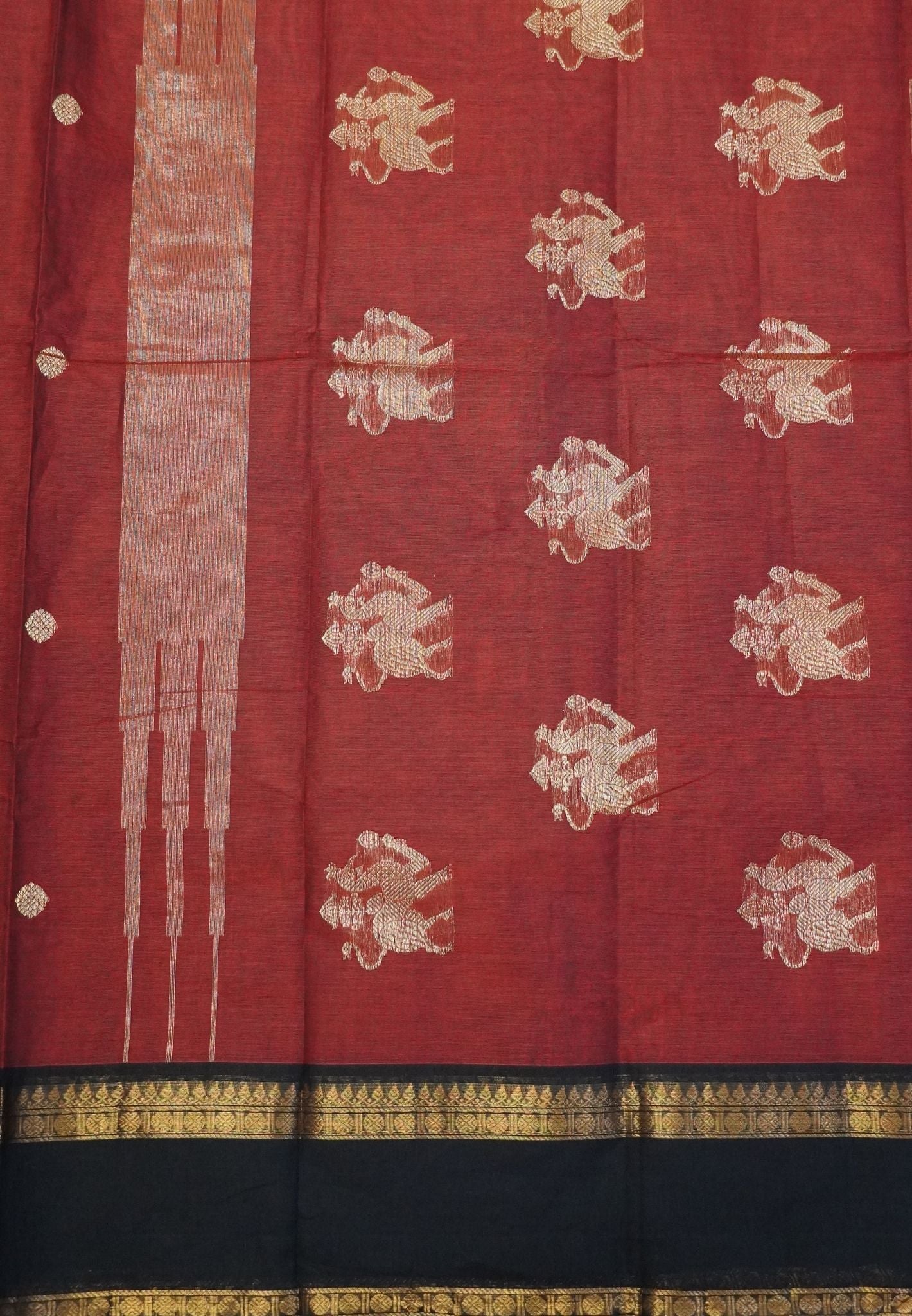 Chettinadu Cotton Saree-Brown with Black Contrast Border