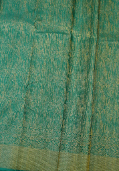 Pure Kanchipuram Silk Saree- Green Full Zari Work with Manga Border