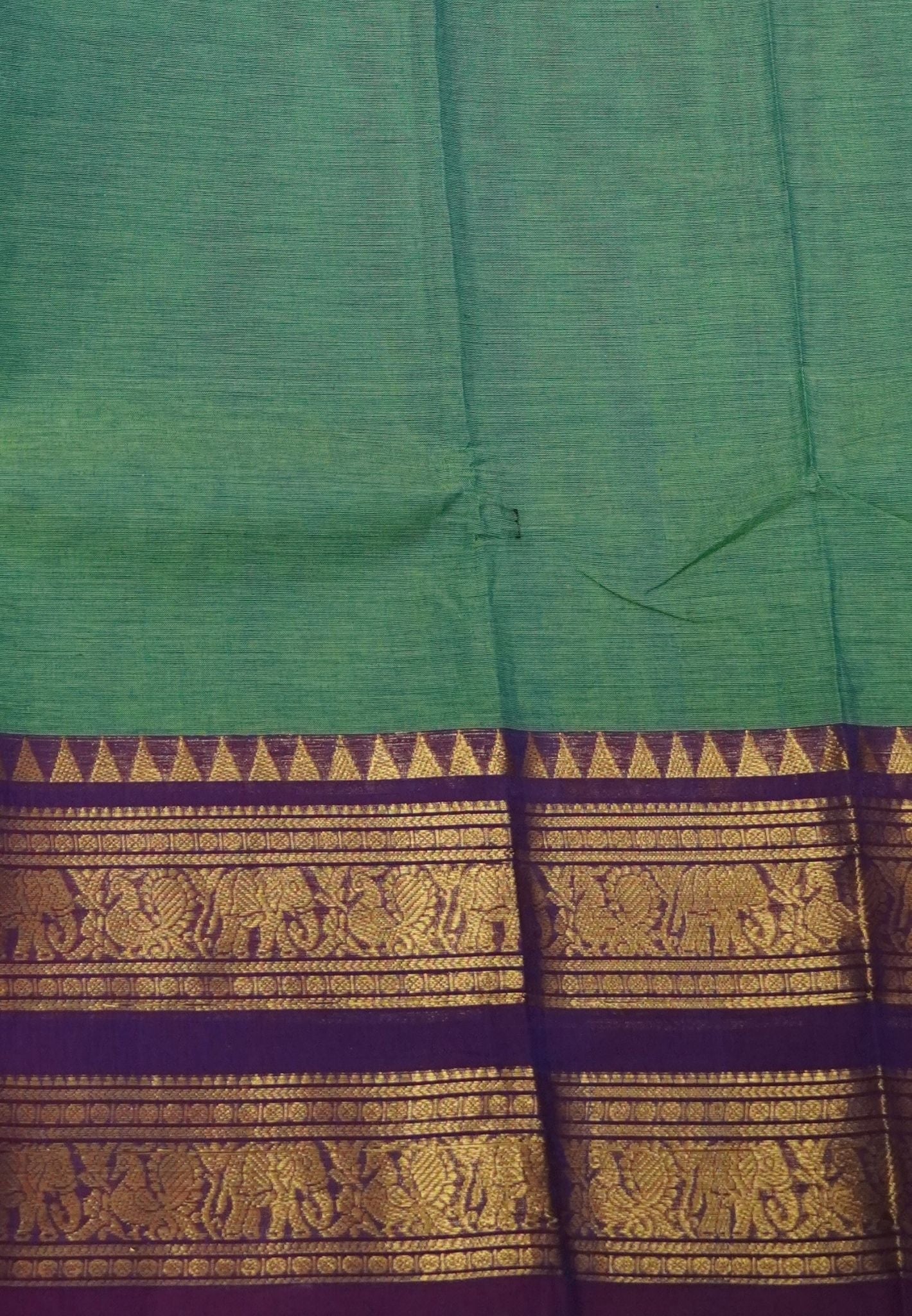 Chettinadu Cotton Saree-Light Green with Elephant Big Border