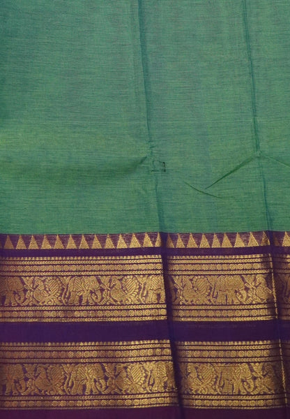 Chettinadu Cotton Saree-Light Green with Elephant Big Border