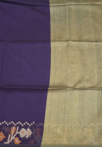 Handloom Cotton Saree-Purple Kalash Jamdhani Border