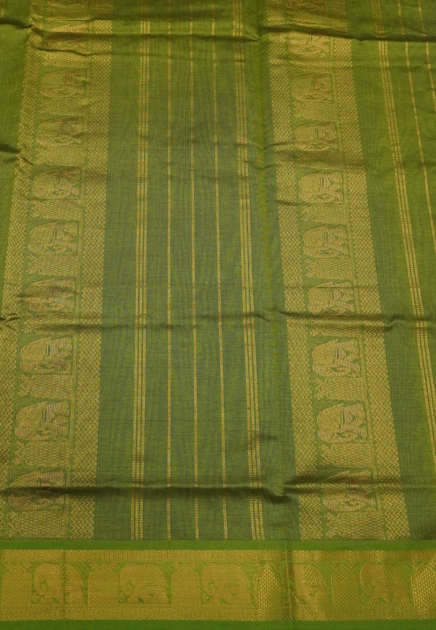 Pure Silk Cotton Saree-Purple-Light Green Zari Emboss With Contrast Border