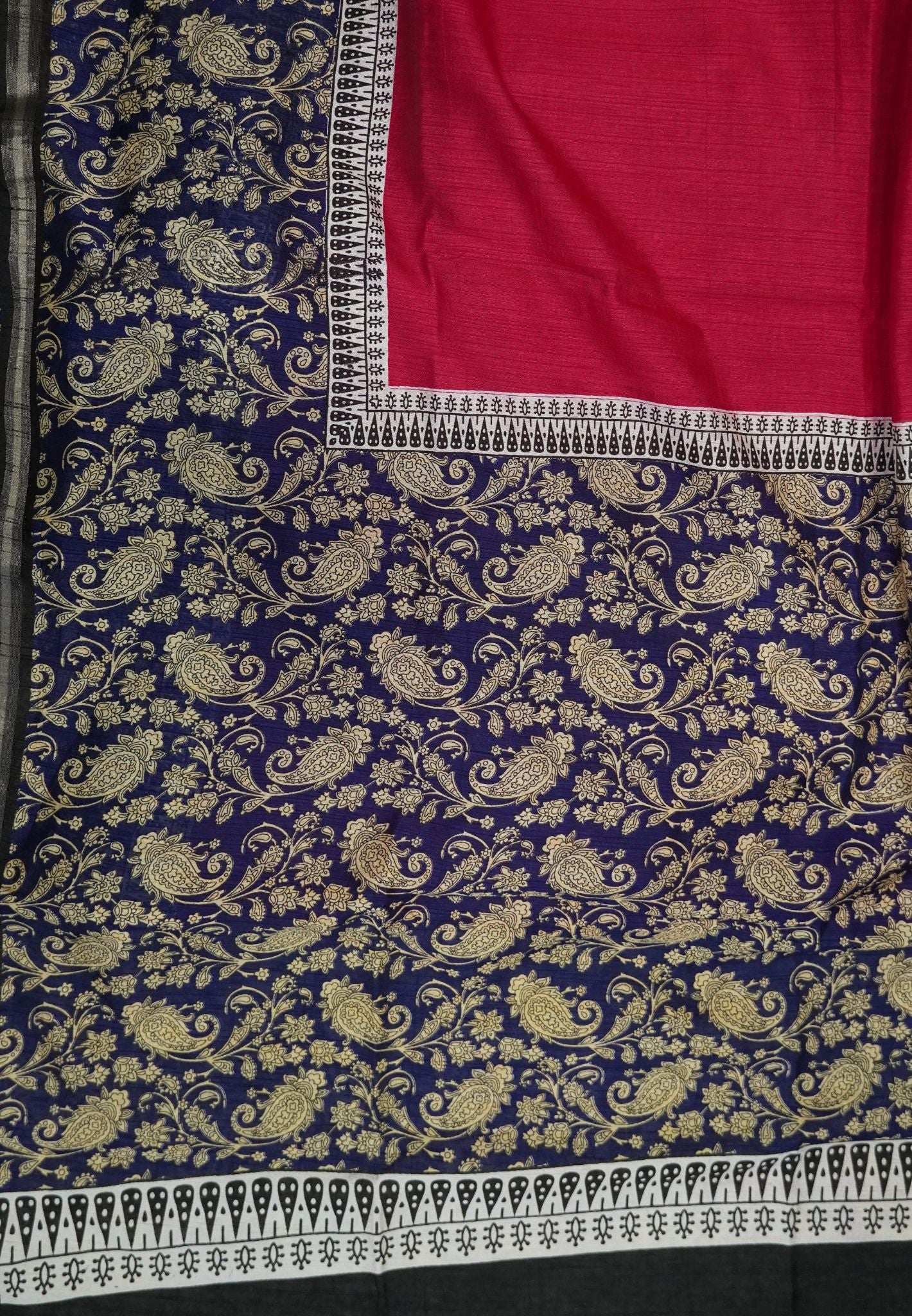 Soft Tussar Saree - Rani Pink & Violet Flr