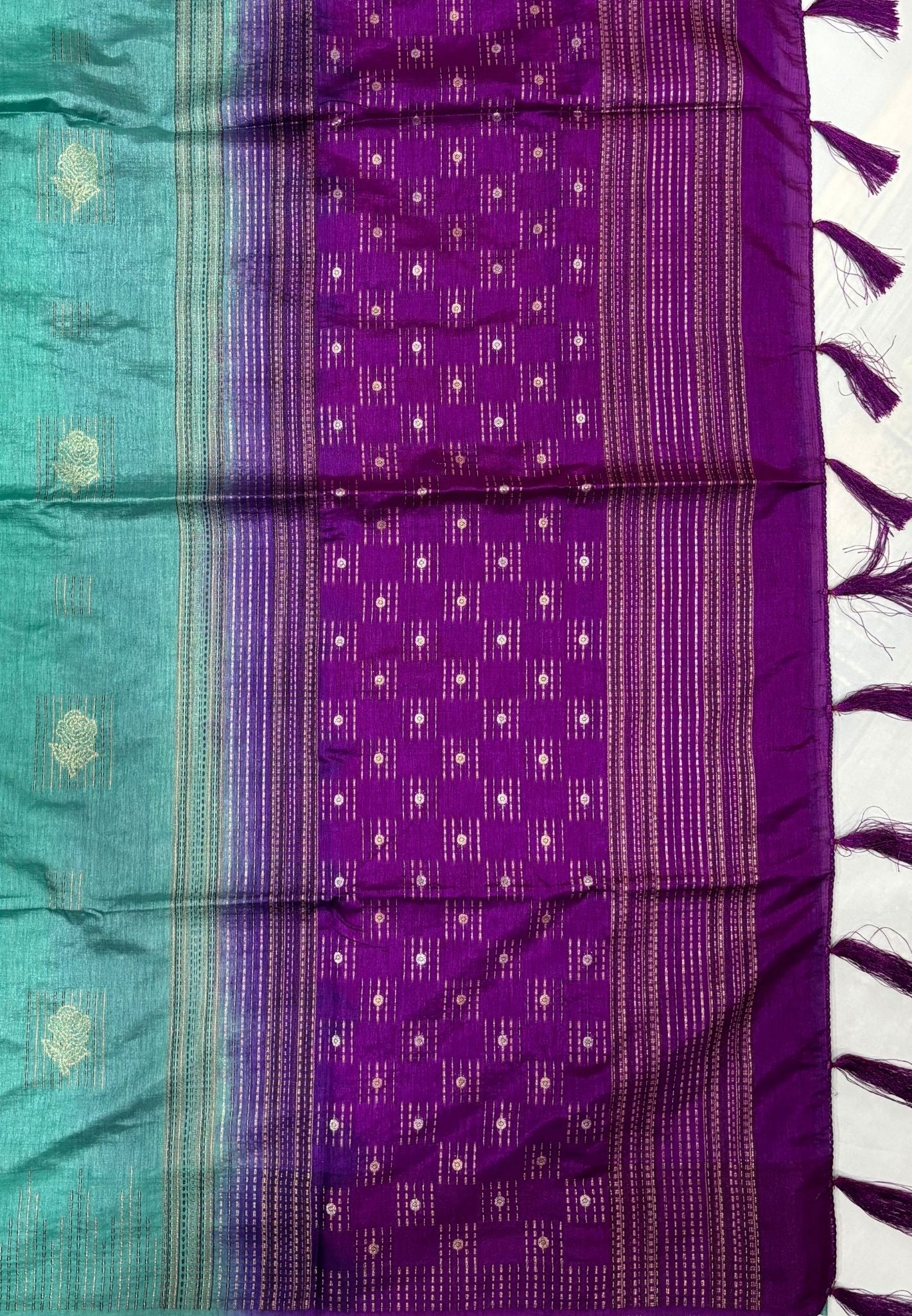 Chanderi Saree-Sea Green with Zari Lines