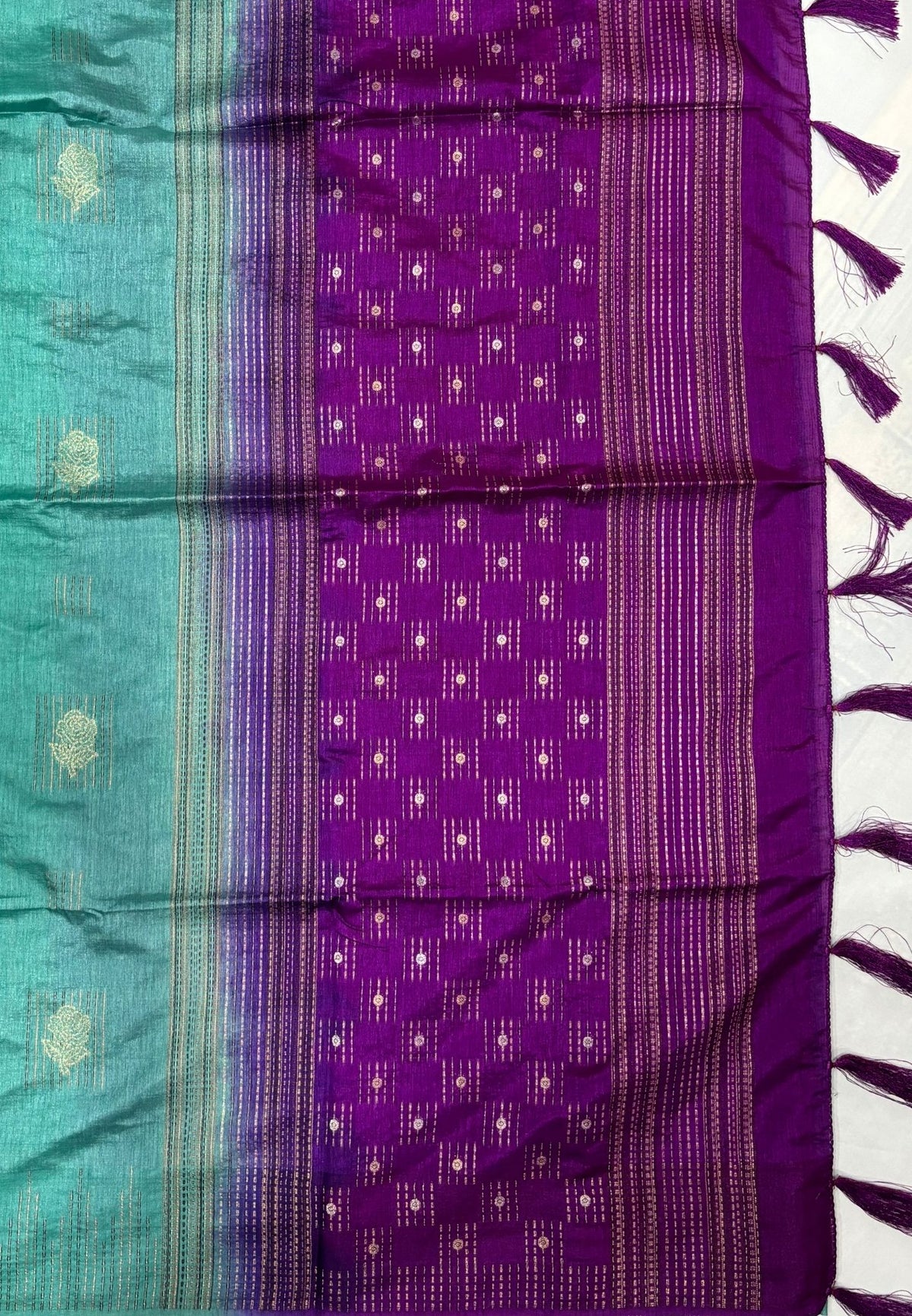 Chanderi Saree-Sea Green with Zari Lines