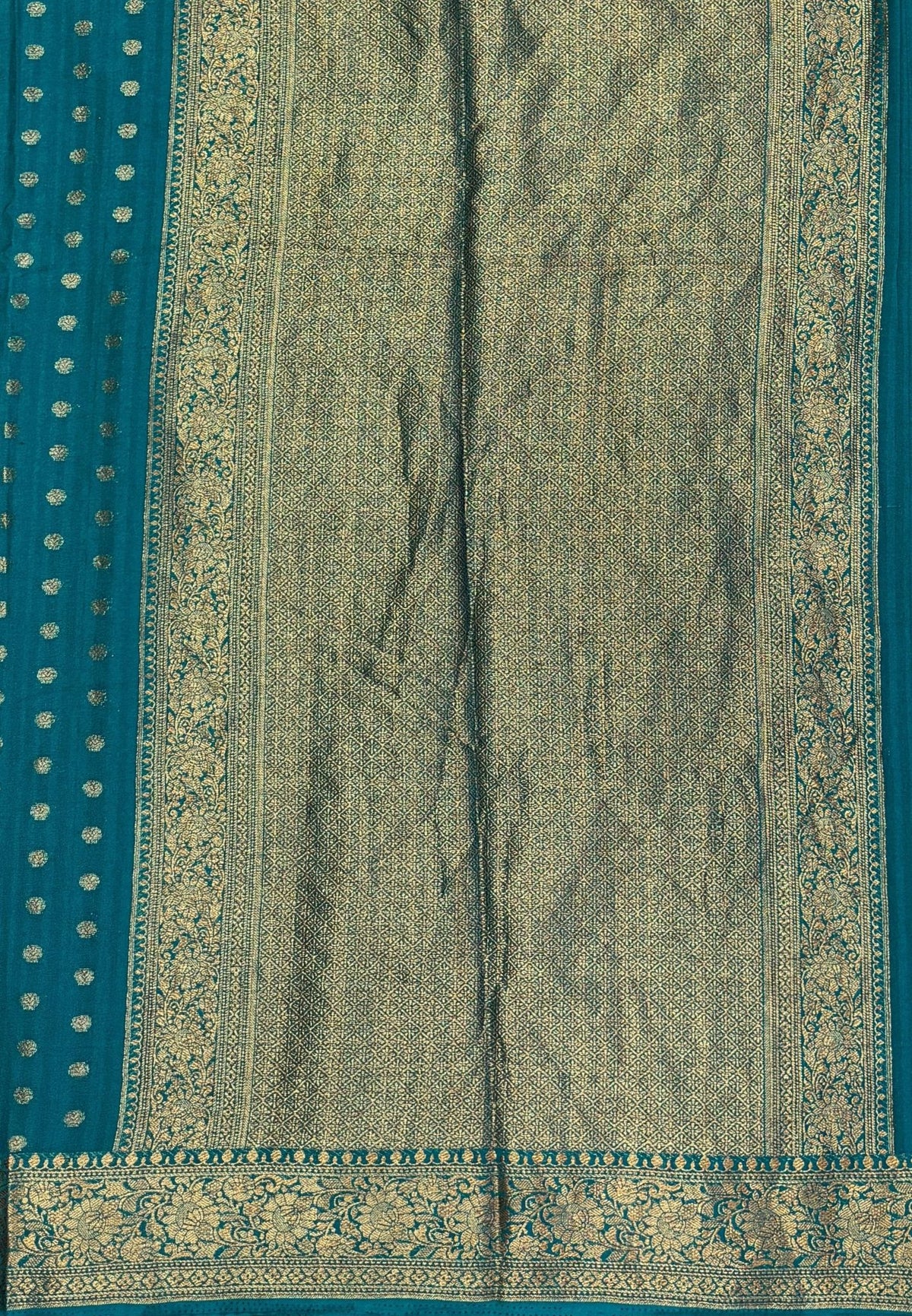Banarasi Georgette Saree-Ramar Green with Mini Leaf Butta and zari Border