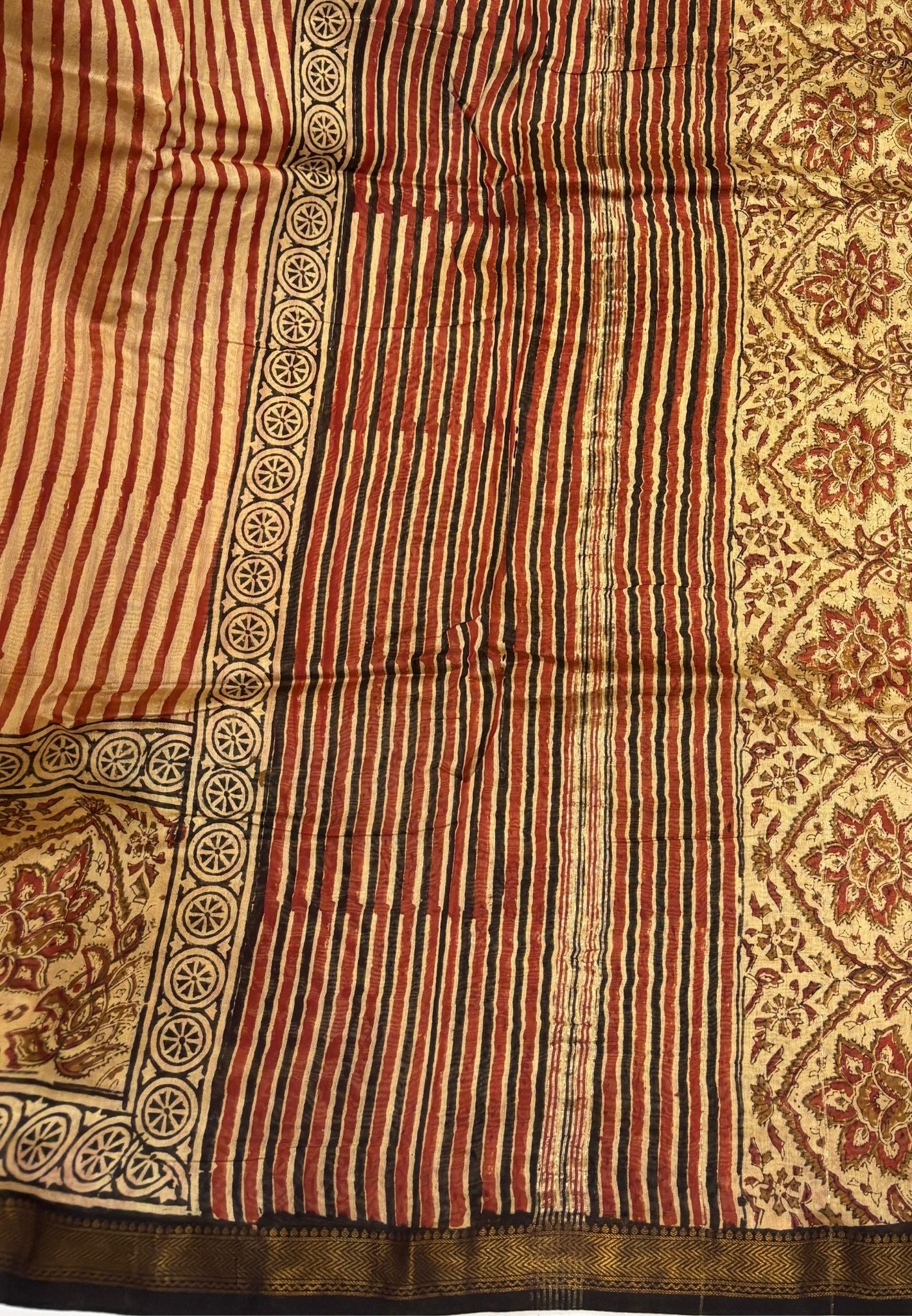 Pure Maheshwari Silk Cotton Saree-Beige
