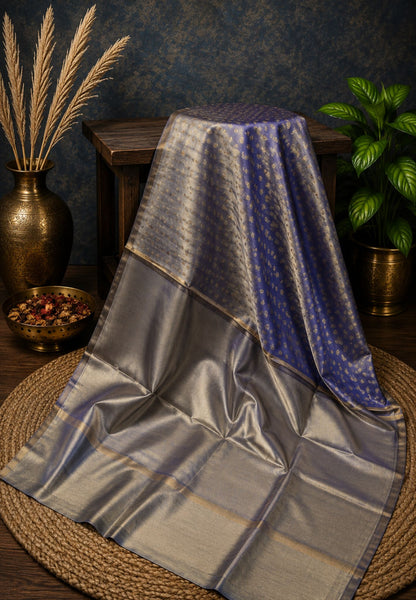 Tissue Silk Saree-Golden Violet