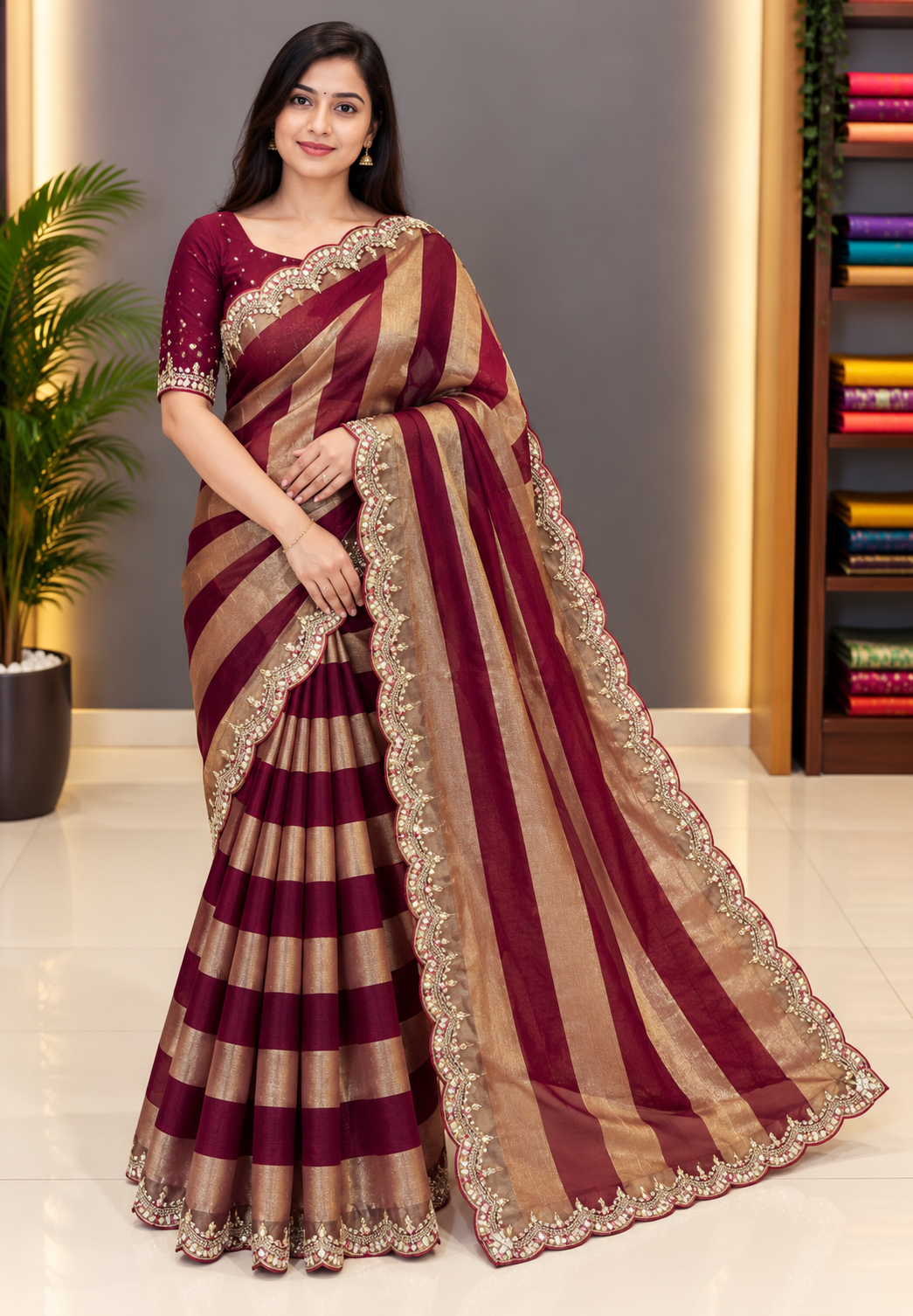 Designer Saree-Wine