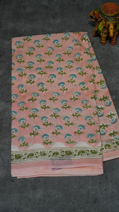Mul Mul Cotton Saree Floral