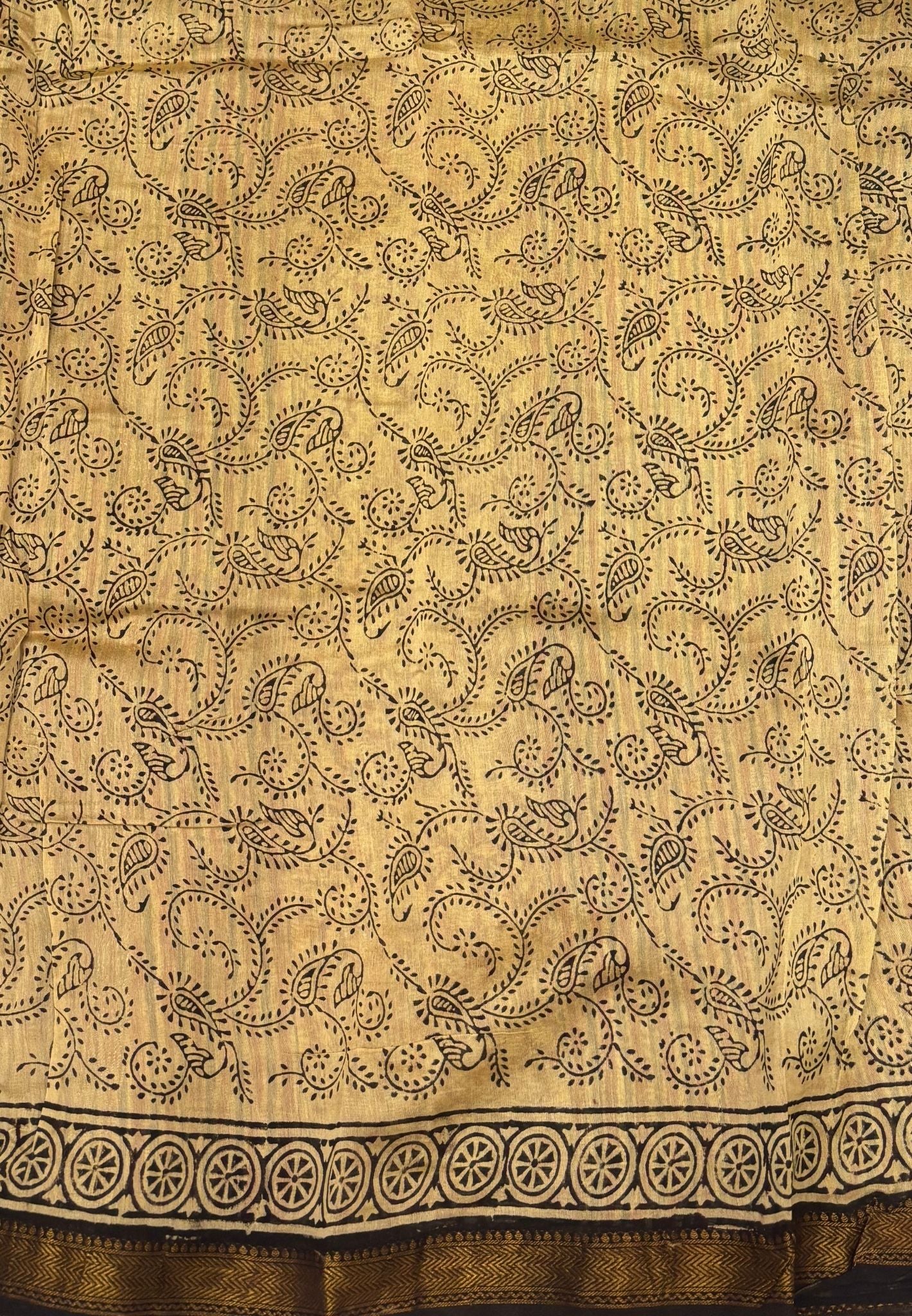 Pure Maheshwari Silk Cotton Saree-Beige