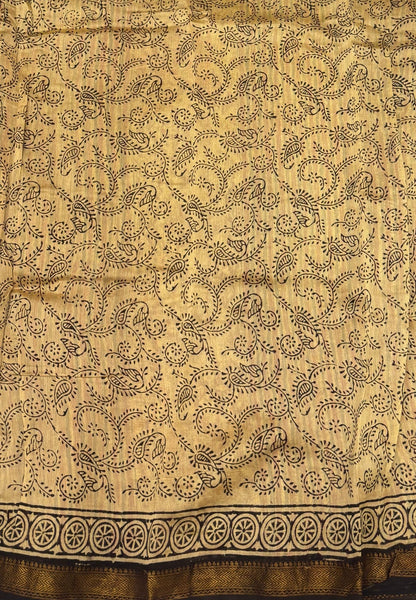 Pure Maheshwari Silk Cotton Saree-Beige