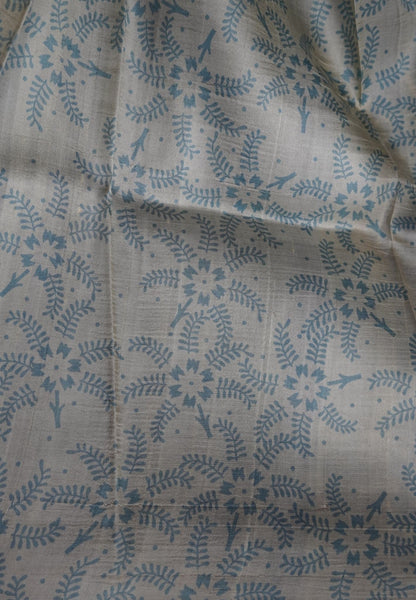 Pure Tussar Saree-Peacock Blue with Paisley Pattern