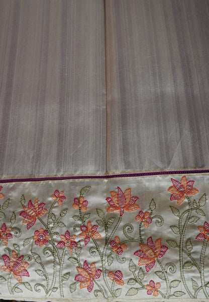 Tussar Saree-Dark Magenta with Mirror Work