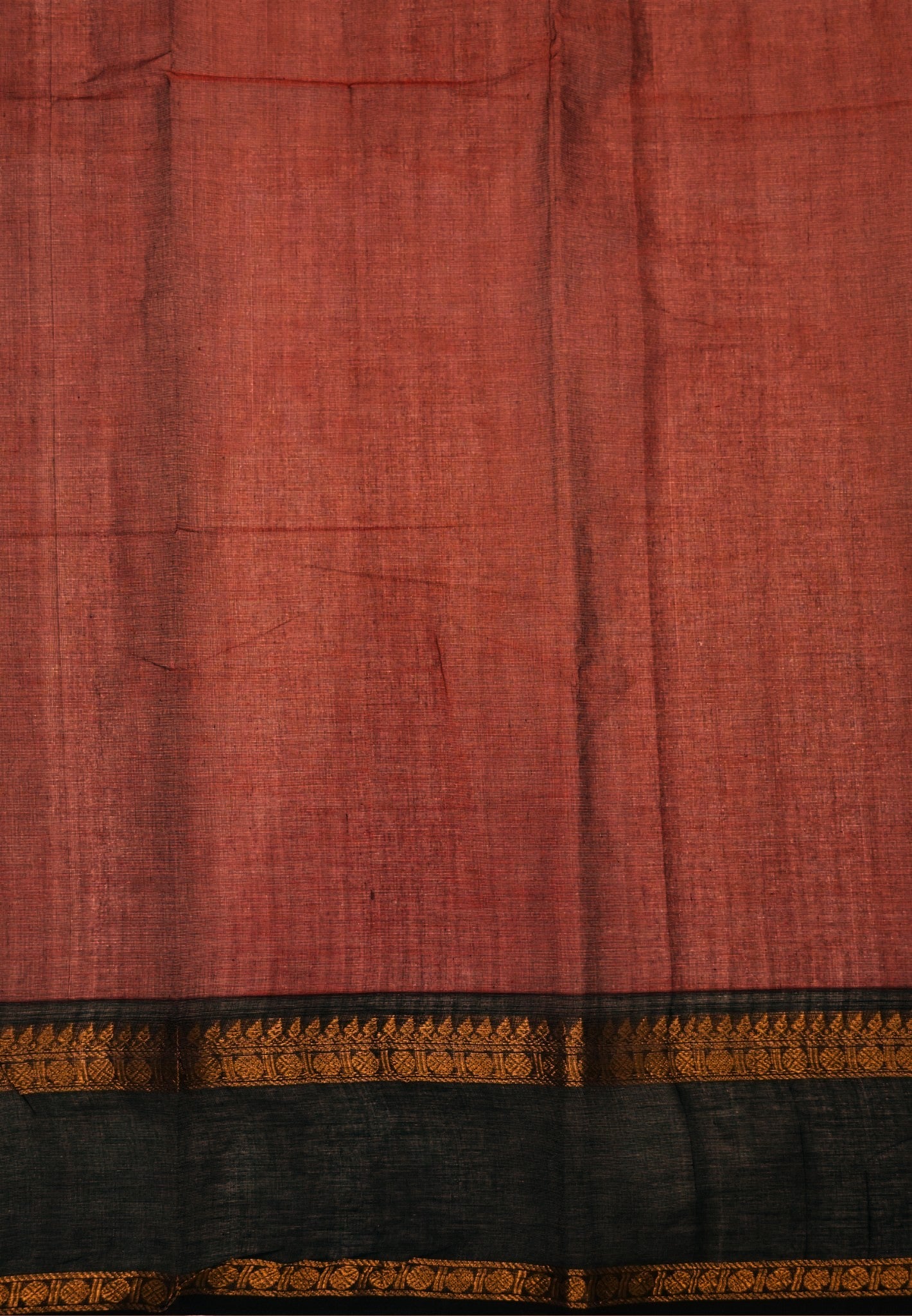 Chettinadu Cotton Saree-Brown with Black Contrast Border