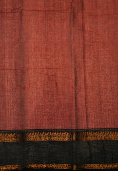 Chettinadu Cotton Saree-Brown with Black Contrast Border
