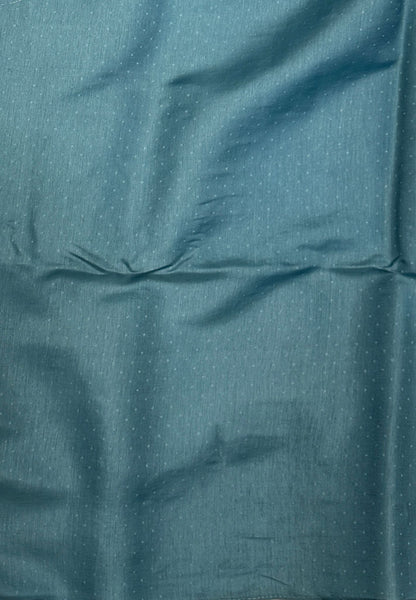 Blueberry Silk Saree-Muted in Leaf Butta Embroidery Border