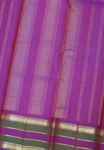 Pure Kanchipuram Silk Saree-Manthulir Green Small Butta with Contrast Border