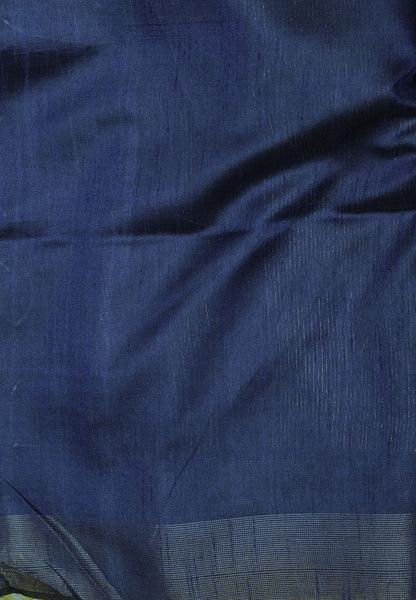 Semi Raw Silk Saree-Navy Blue in Checked Zari