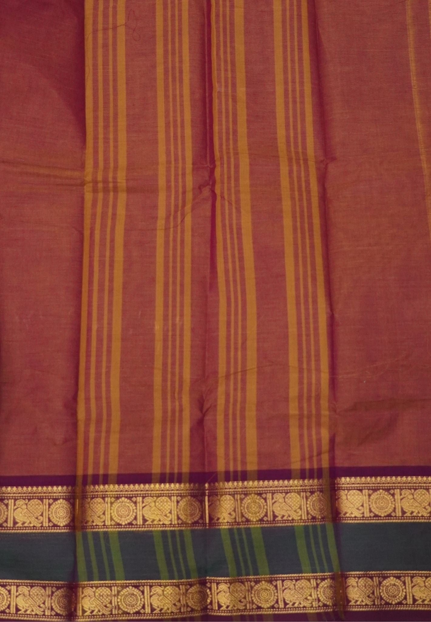 Kanchi Cotton Saree-Anar Red with Retapet Border