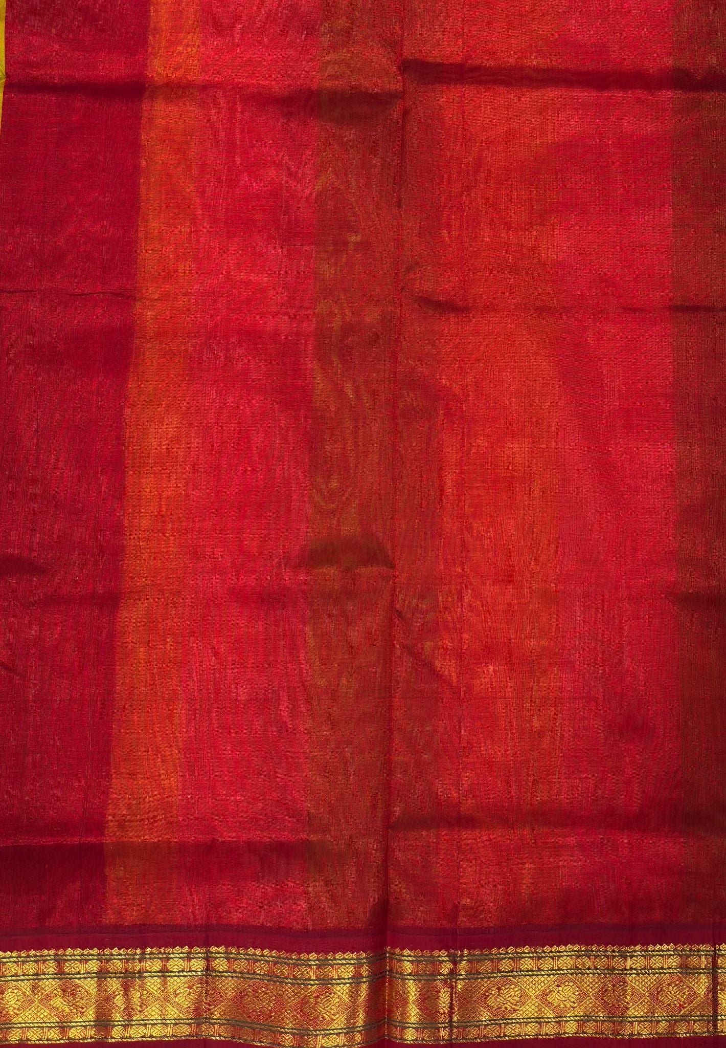 Pure Silk Cotton Saree-Golden Sunrise in Rangkat Pattern