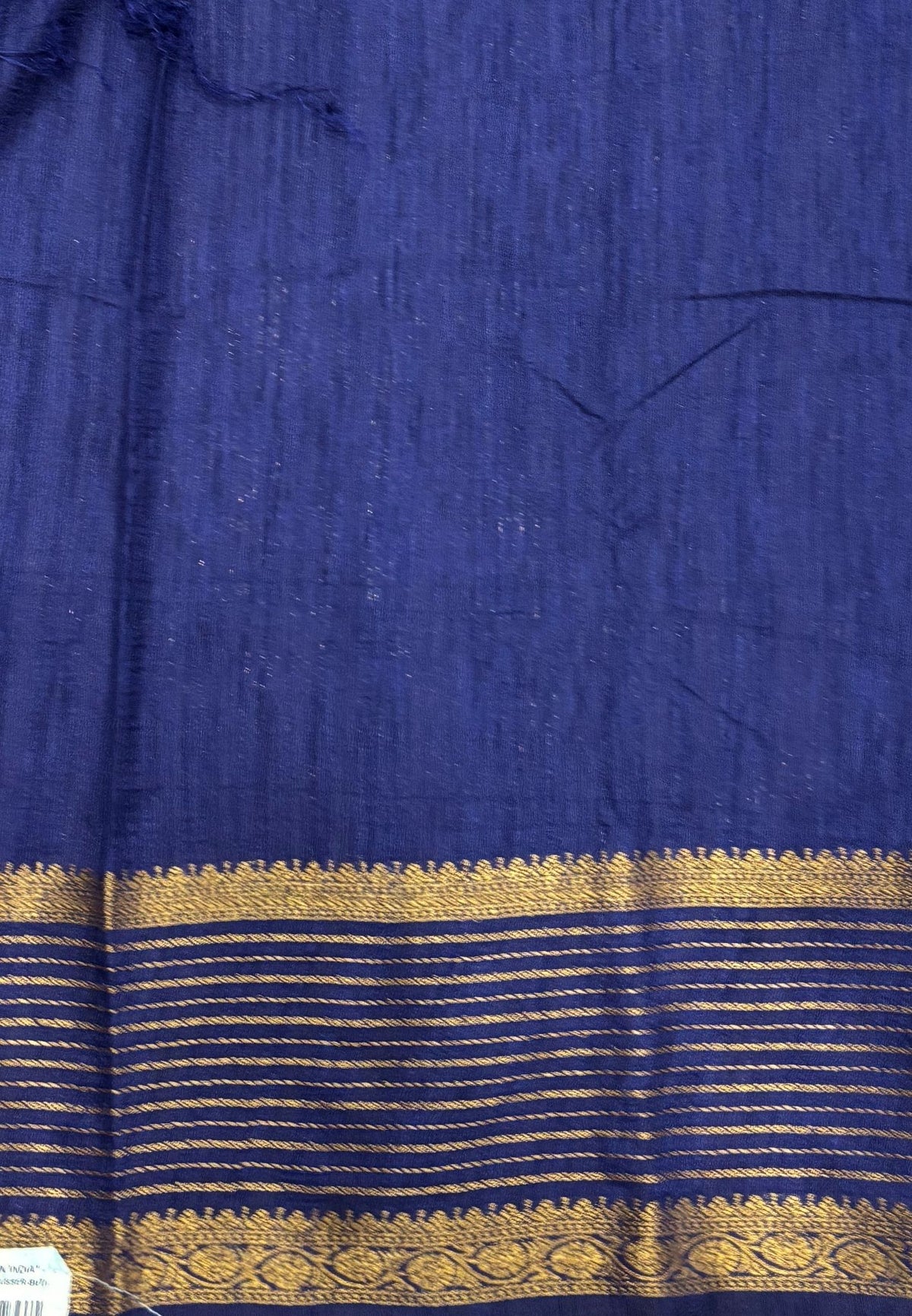 Raw Silk Saree-Ramar Blue With Contrast Border