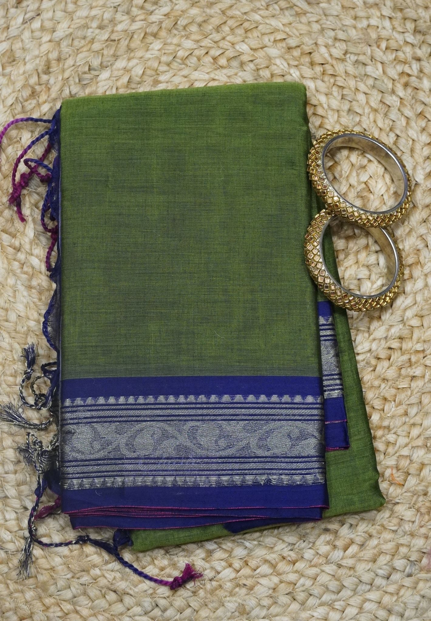 Dakka Cotton Saree - Green
