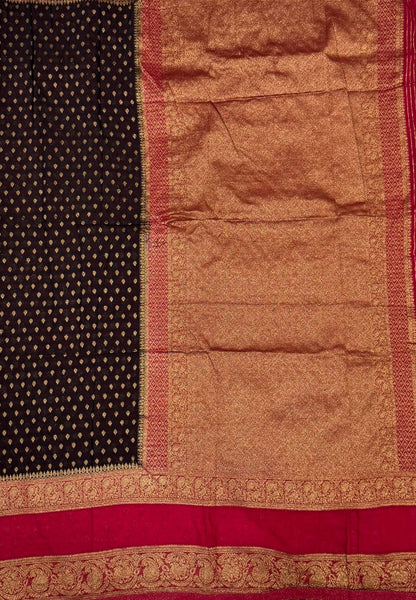 Banarasi Georgette Saree-Black with Contrast Retapet Border